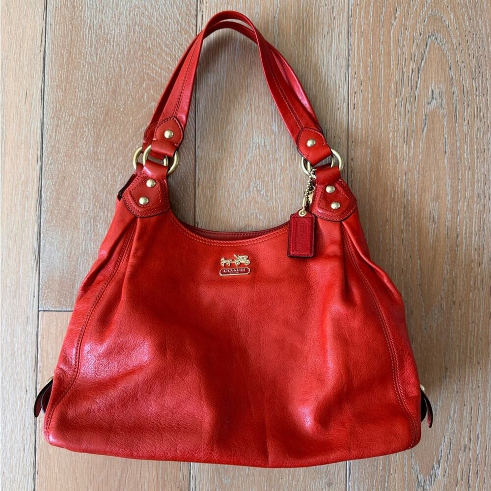 Vintage Y2K Coach Madison Maggie Cinnamon Red Leather Shoulder Bag - Picture 3 of 12